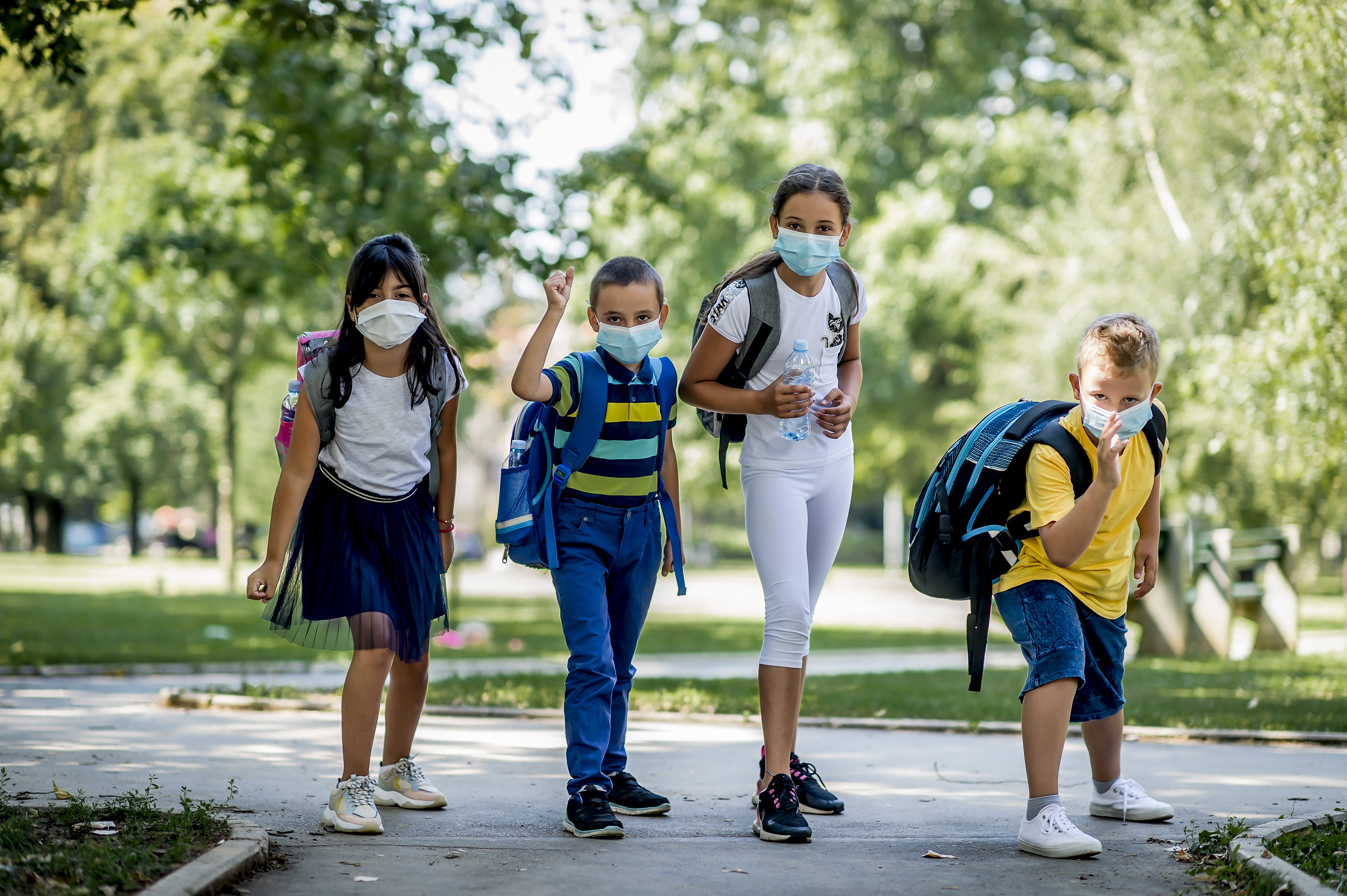 Children walking to school during IWALK Month